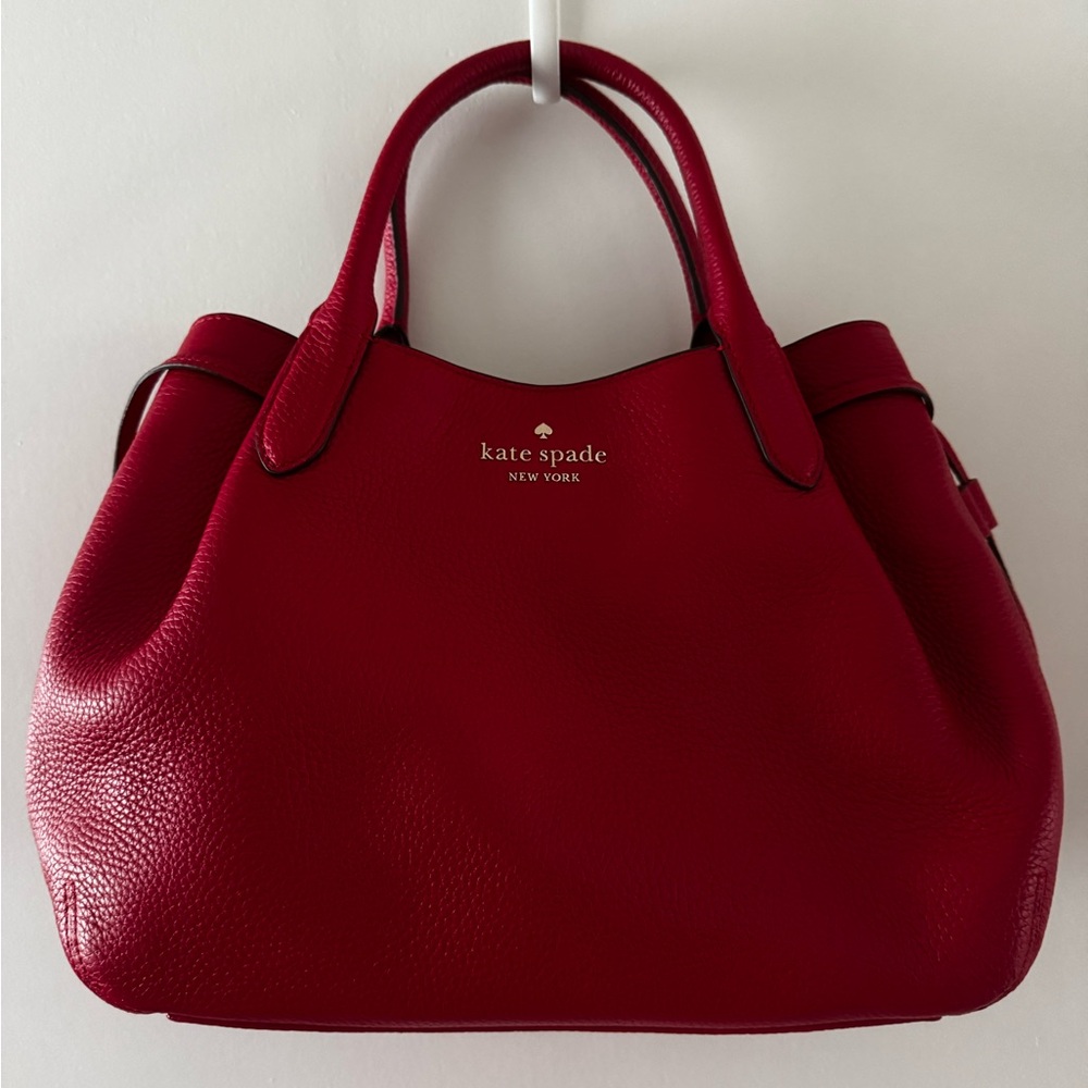 Kate Spade Red Satchel with Pebbled Leather Finish